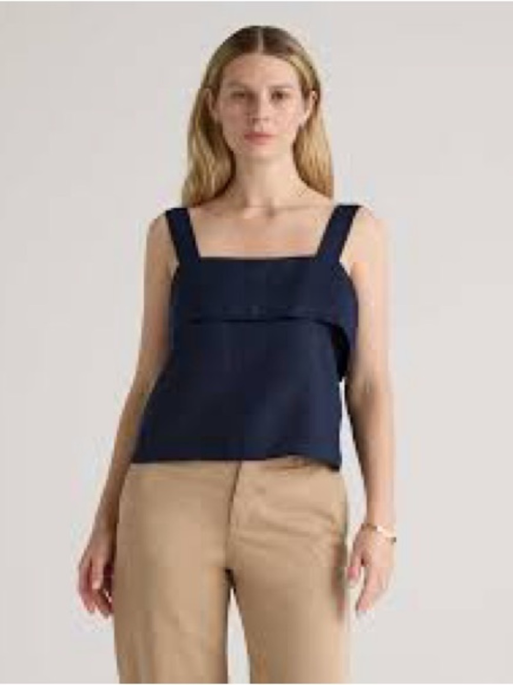 Quince 100% Linen Navy square neck Tank XS